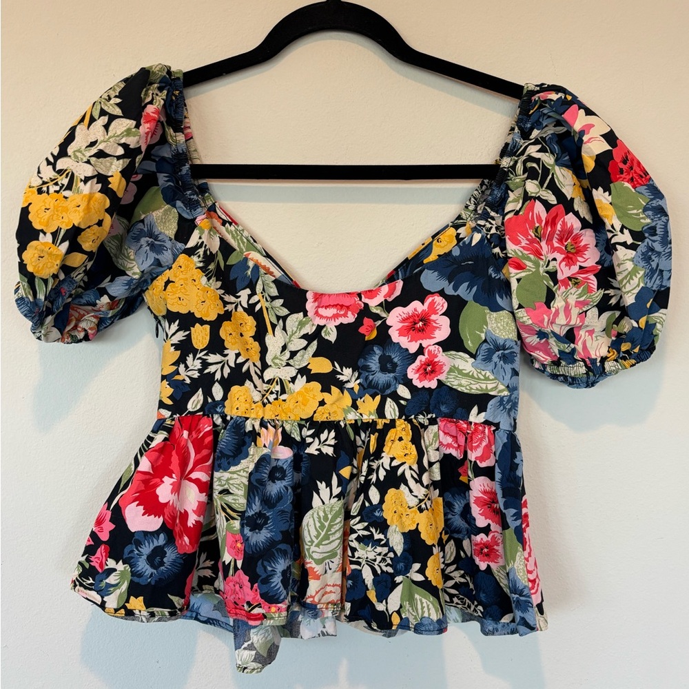 Zara Vibrant Floral Puff Sleeve Blouse 042 - Picture 3 of 6
